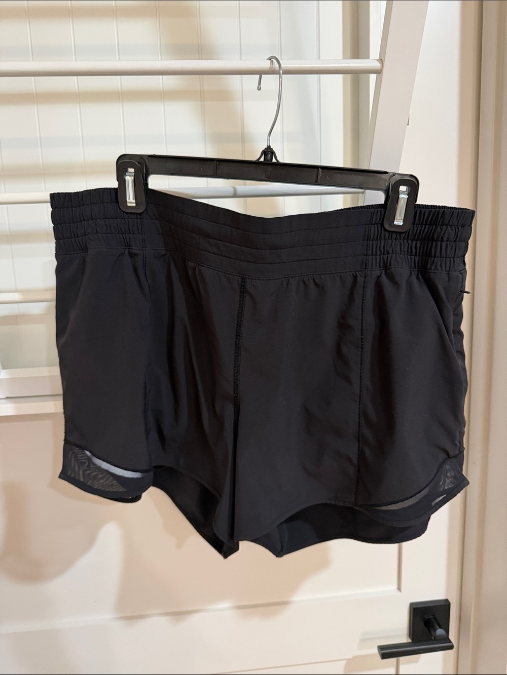 lululemon athletica Black Women's Athletic Shorts with Mesh Panels